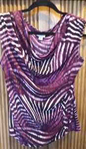 Zebra Print Sleeves Cowl Neck